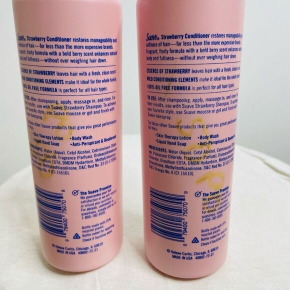 New Suave Strawberry Conditioner Vintage Full Bottle 15‎ fl oz Prop Rare Set 2 - Picture 4 of 6